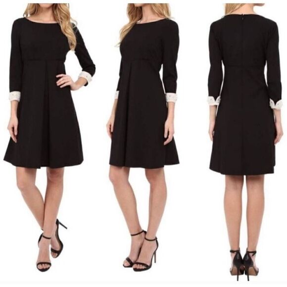 Donna Morgan Size 8 3/4 Sleeve Black Embelished Cuffs Dress I11 - Picture 12 of 12